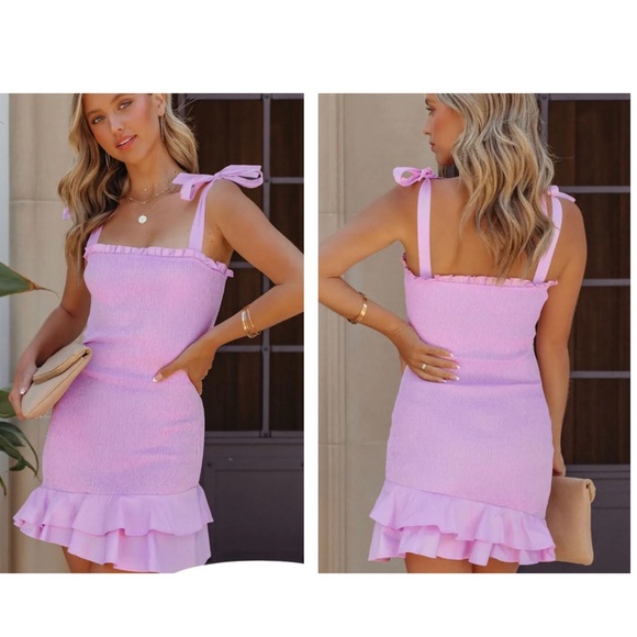 Vici Dresses & Skirts - 🆕 VICI Finders Keepers Cotton Smocked Tie Mini Dress-Lavender